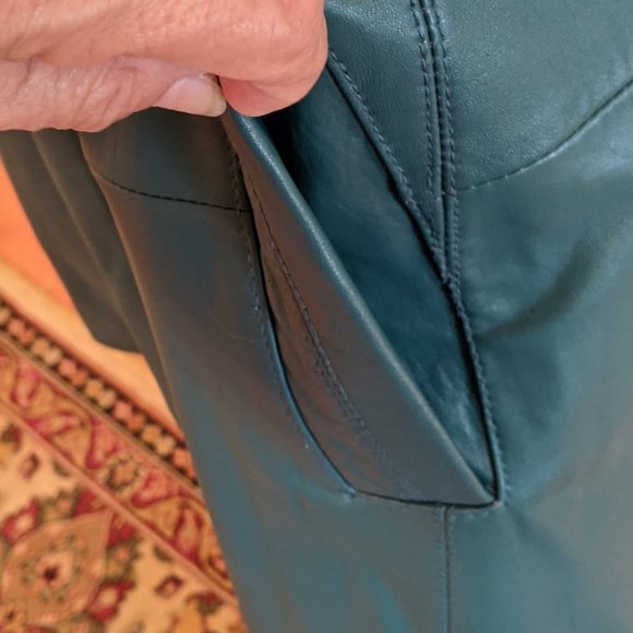 Excelled Collection Teal 100% Leather Coat NWT - Picture 5 of 15
